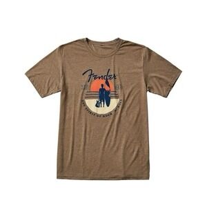 NWT Fender Sunset Spirit Mens 2XL TShirt  Olive Green Brown Guitar Music Classic
